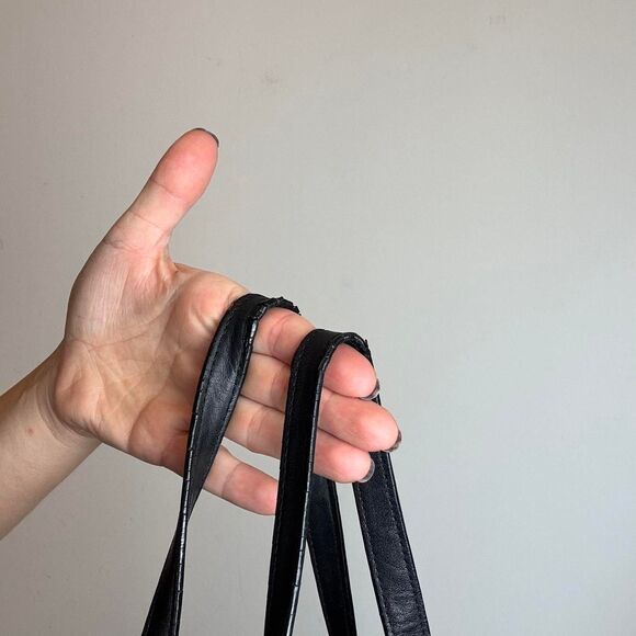 Coach Vintage y2k black leather tote bag with silver hardware - Picture 5 of 7